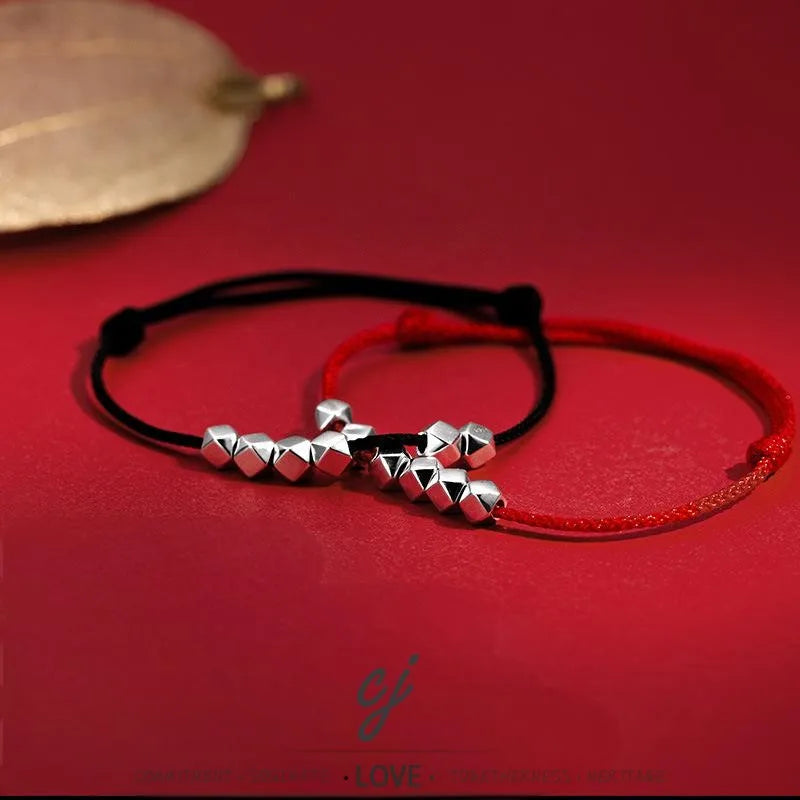 Carline Topsale Fashion String Bracelets 925 Silver Red Black String Woven Bracelet Handmade Adjustable Bracelets for Gift
