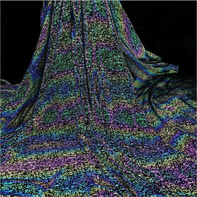 Fashionable Reflective Spot Printing Rainbow Fabric Material for Sportswear High Light Wide 4 Ways Elastic Fabric for Gym Wear