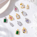 Purple Zircon Square Gem Diy Crystal Charms Large Rectangle Diamond Pendants for Jewelry DIY Makings