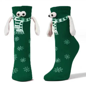 Autumn Winter Funny Christmas Holiday Knit Magnetic Couple Hand Socks for Men Woman