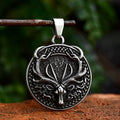 SS8-1211P 2023 New Creative Design Viking Deer Head Pendant Round Shape Nordic Odin Retro Viking Stainless Steel Jewelry Gift