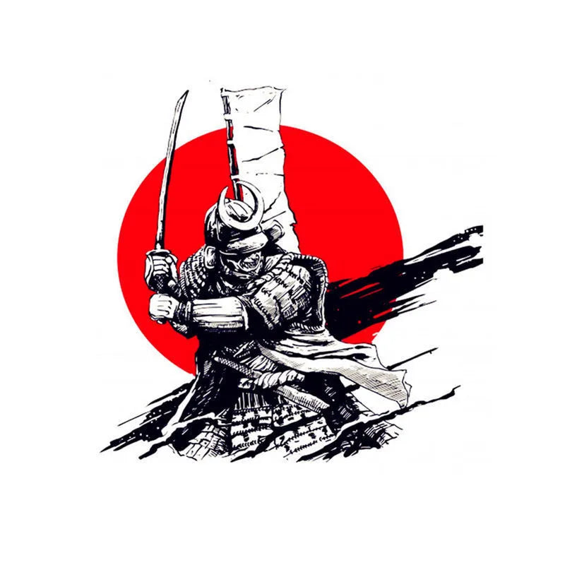 15CM Japanese Style Cool Warrior Art Sticker Sun-proof Waterproof Skull Samurai JDM Decals