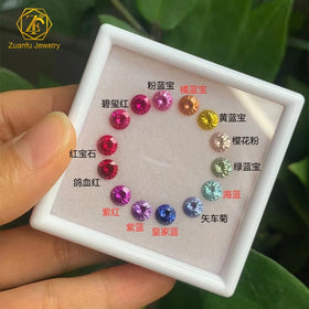 Factory Wholesale Price Round Natural Cut Multicolor Sapphire Cultivated Loose Gemstones Round Shape Lab Created Sapphire