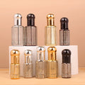 Hot Selling Empty 3ml 6ml 12ml Gold Sliver Black Attar Roll on Bottles Octagon Attar Roll on Perfume Glass Bottle