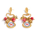 JINYOU 543 Cartoon Style Stainless Steel Gold Plated Pendant Earrings Waterproof Ceramic Accessories Earrings