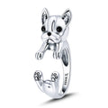 YFN Animal Jewelry Design 925 Sterling Silver Enamel French Bulldog Open Ring