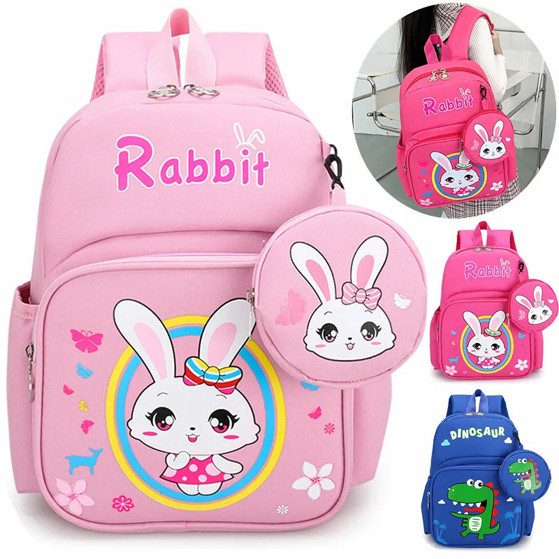2026 New Cute Design Rabbit Dinosaur Print Kids School Bags Backpack Set for Kindergarten Boy and Girl Kids Children
