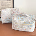 Quilted Cotton Floral Women's Cosmetic Bags Travel Portable Ladies Makeup Case Wash Handbags Outdoor Female Storage Bag Purse