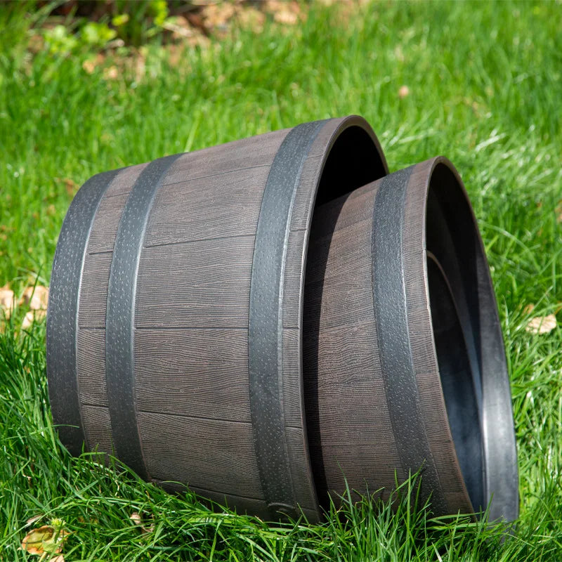 High Quality Indoor/Outdoor Garden Balcony Whiskey Barrel Design Plant Flower Pots P82 with Drainage Holes for Home Nursery