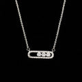 SC Simple Crystal Pendant Necklace Jewelry Gift Trendy Gold Silver Rose Gold Plated Paper Clip Shape Diamond Necklace for Women