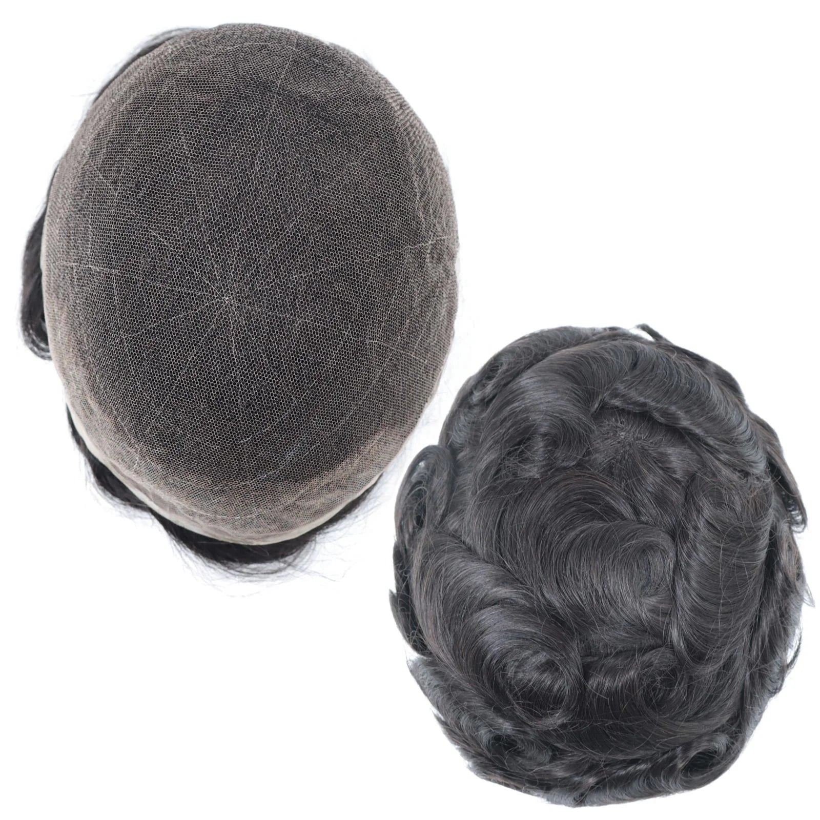 Bleached Knots 100% Natural Human Hair Full Swiss Lace Men Toupee