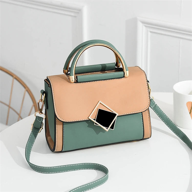 Custom Brand Light Blue Print Pu Lather Mini Design Leather Ladies Luxury Handbag Manufacturer