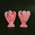 Huiying Good Quality Natural Rose Quartz Crystal Angel Carvings Hand Carved Statue Fengshui Decoration Crafts 2 Inch