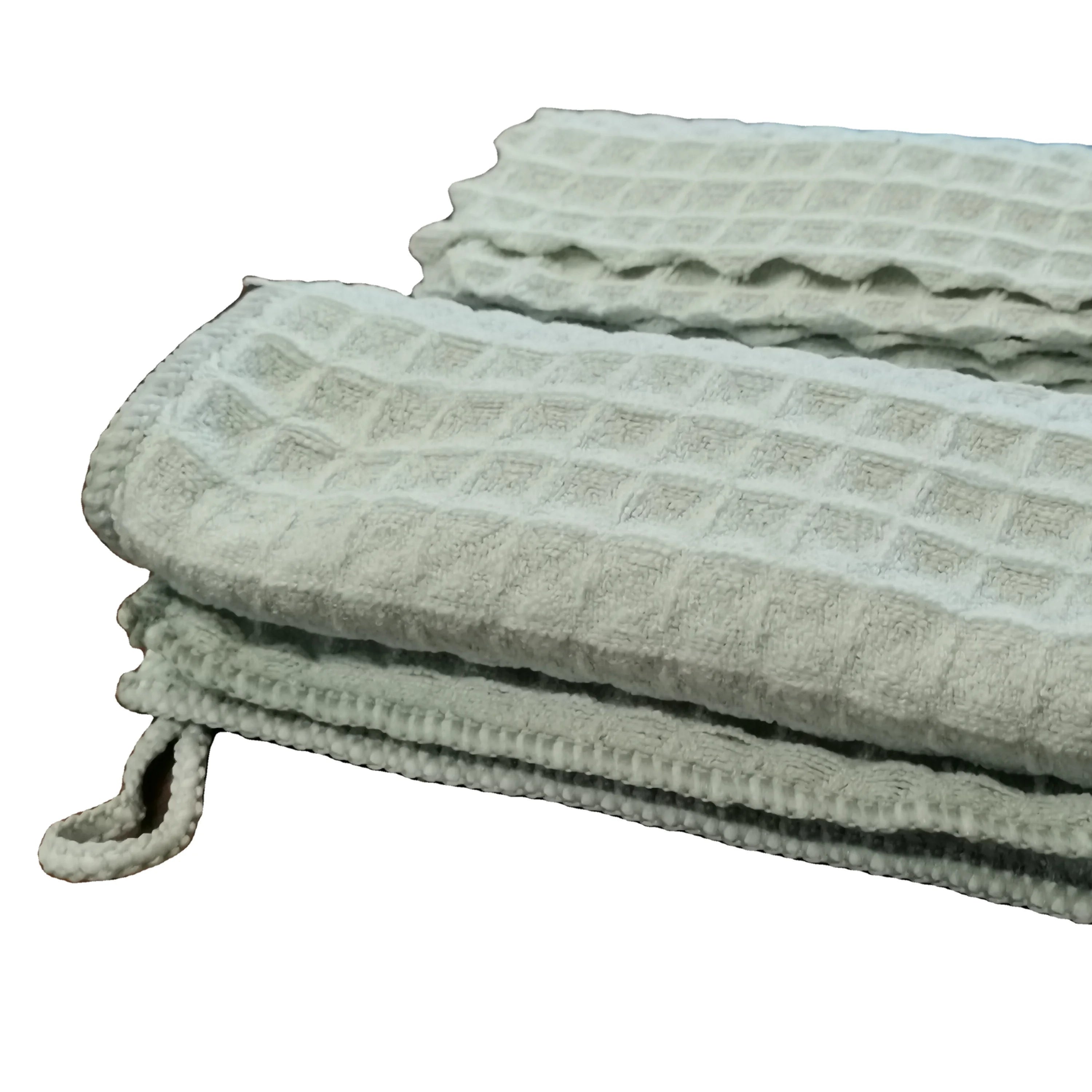 Wholesale Big Waffle Glass Cleaning Clothes  Microfiber Ultrasonic Trimming Towel Kitchen Cleaning Cloths Rag Golf Towel