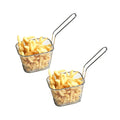 Custom Mini Stainless Steel French Fries Serving Basket Metal Fries Cup Holder
