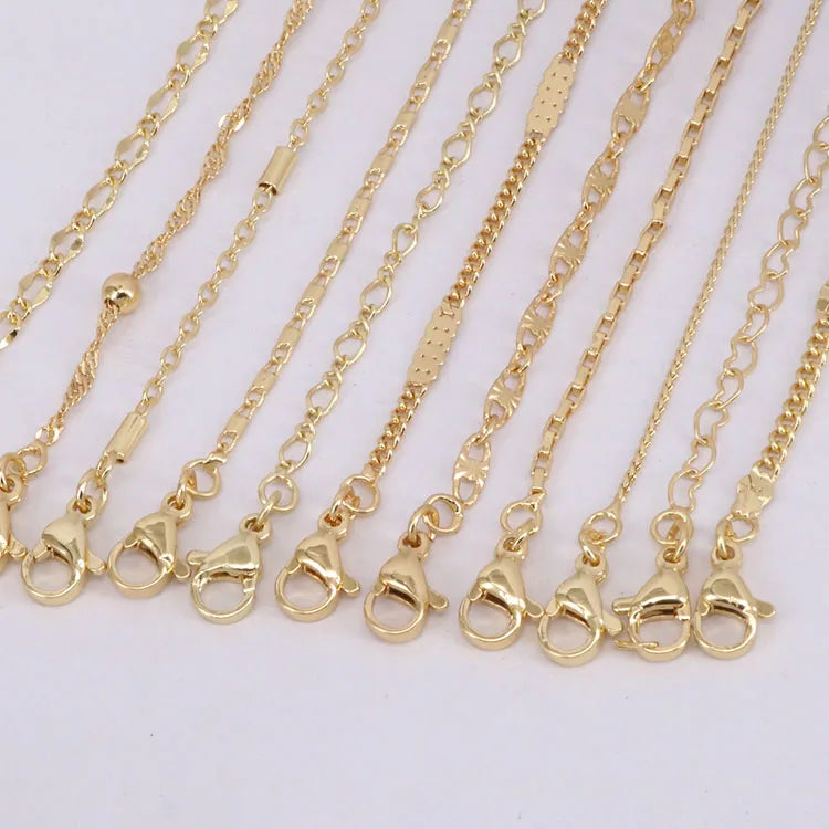 BCL1254 Fashion Tiny Dainty 18K Gold Plated Bead Lip Cable Link Curb Twist Everyday Ready Finished Necklace Soldered Chain