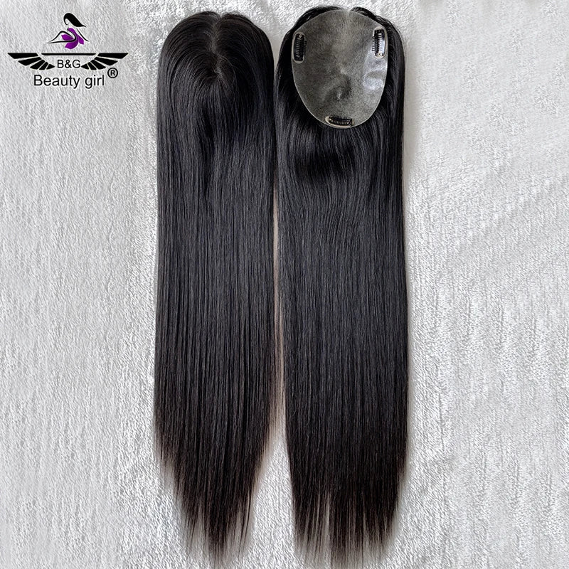 Ready to Ship Clip Ins Undetectable Full Pu Skin Base 130% Density Women Human Hair Topper Injection Silicone Pu Toupee