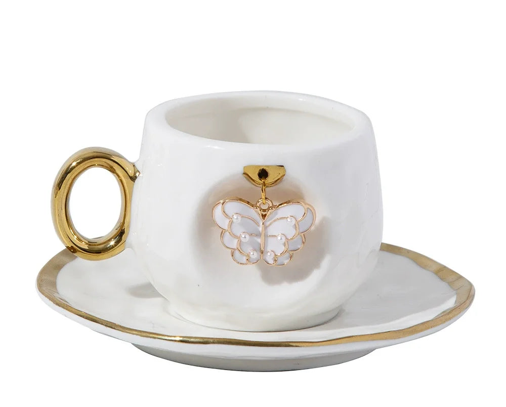 Creative Luxury Handmade Porcelain Espresso Coffee Cup and Saucer Set for Giveaways Ceramic Turkish Cup Saucer Collection