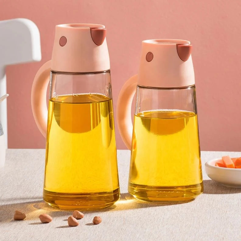2026 New Automatic Opening Closing Glass Oil Pot Kitchen Leak-proof Oil Tank With Lid Seasoning Bottle Vinegar Bottle