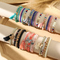 Holiday Style Bohemian Rice Bead Bracelet Ins Design Sense Niche Color Overlap Wear Bracelet Sets Miyuki Bead Stretch Bracelets