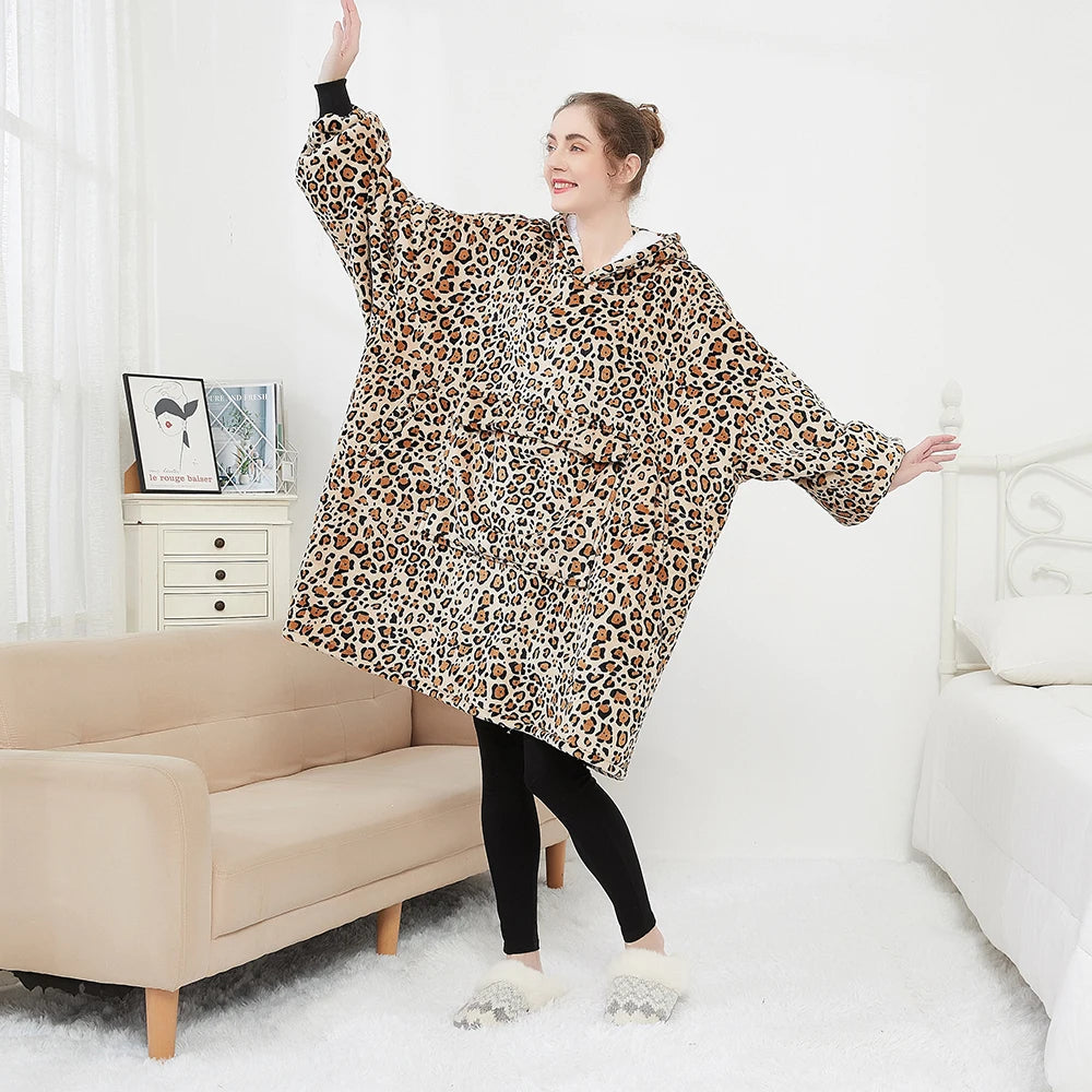 Animal Throw Luxury Giant Cozy Luxury Giant Polyester Sleeping Plush Hoodie Blanket for Winter Big Wearable Blanket Hoodie