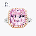 Rochime Trendy Radiant Cut halo pink Diamond Rings 925 Sterling Silver Rhodium Plated 5a Zircon Jewelry for Women