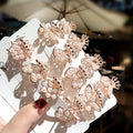 New Korean Flower Leaf Shape Ladies Mini Gold Metal Alloy Pearl Hair Clip Claws Women Wedding Accessories