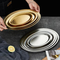 Vintage Oval Fish Plates Korean Stainless Steel Deepened Oval Cheese Plate Vegetable Tray Thickened Egg-shaped Plate