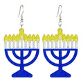 Dangle Dreidel Menorah Star of David Earrings for Women Chanukah Menorah Glitter Earrings - Hanukah Jewelry - Festival of Lights