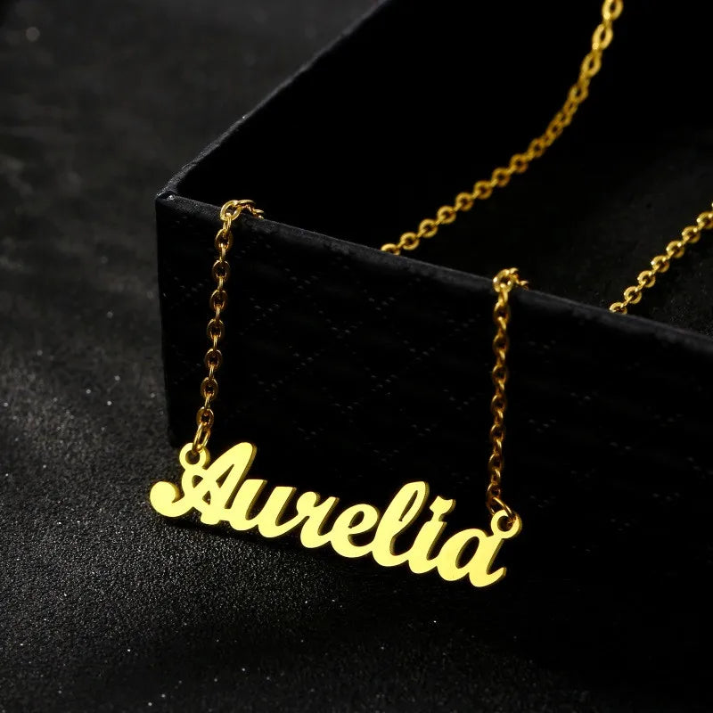 Customized DIY Name Letter Pendant Necklace Finger Ring 7 Personalized Stainless Steel Letter Necklace