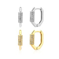 EH1219 925 Sterling Silver Gold 8.5mm Zircon Pave Hoops Earring Circle Geometric Oval Loops Piercing Pendiente Jewelry