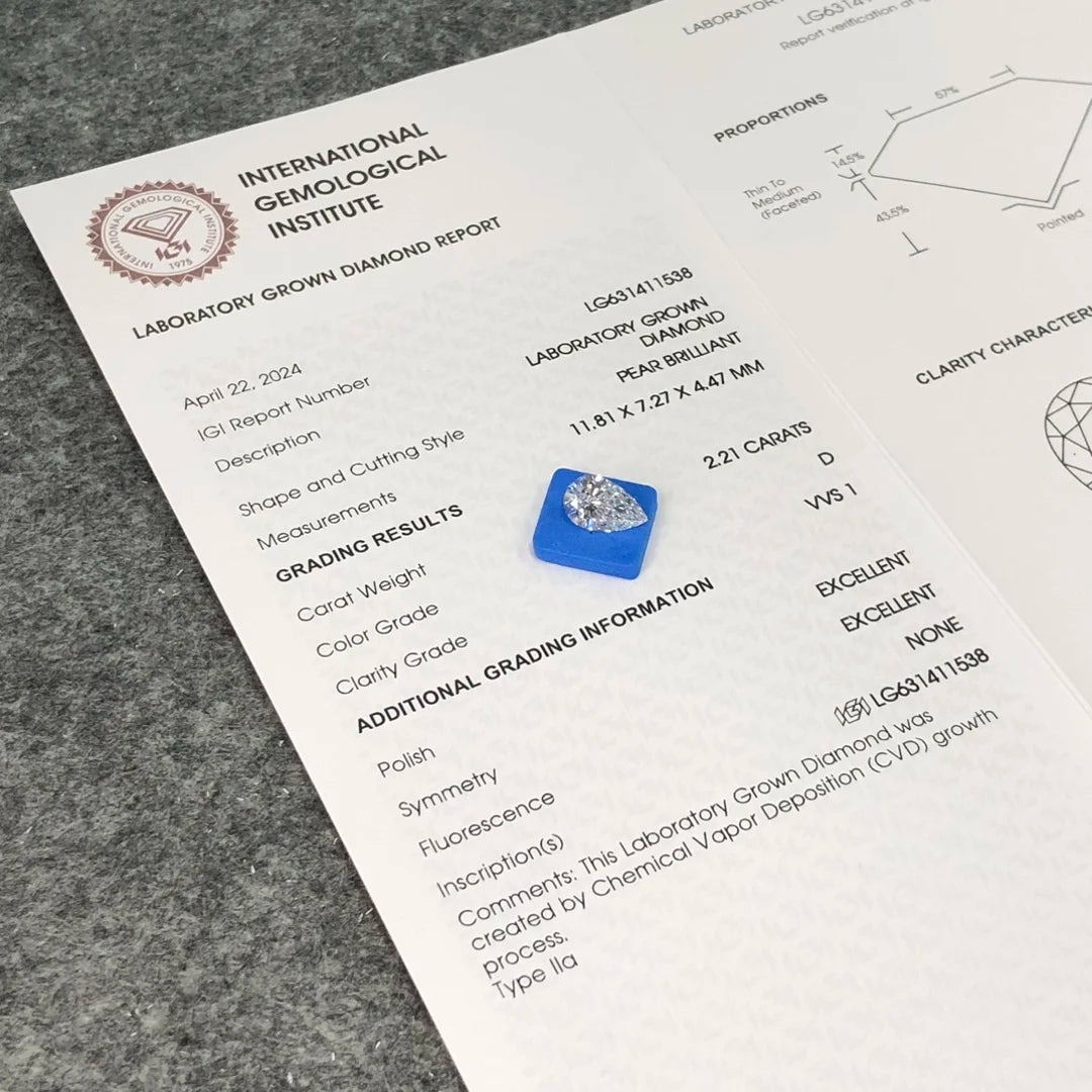 IGI  Certified 2.21ct  D VVS1 Wholesale Lab Created Diamond CVD Lab Grown Diamond