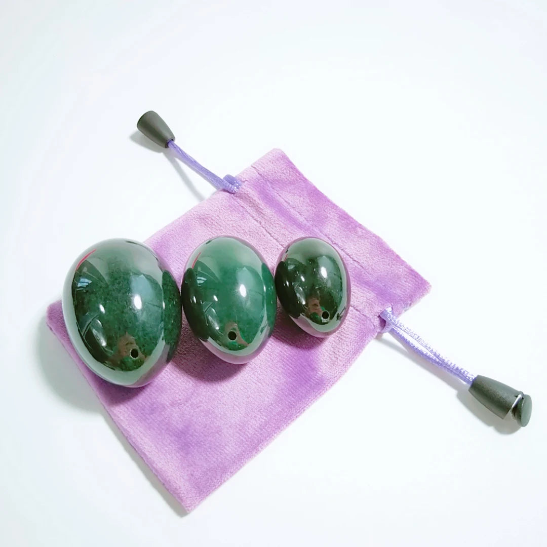 HZ Hot Selling 3 Pieces/set Natural Nephrite Jade Yoni Eggs for Wholesale in Stock Quartz Stone