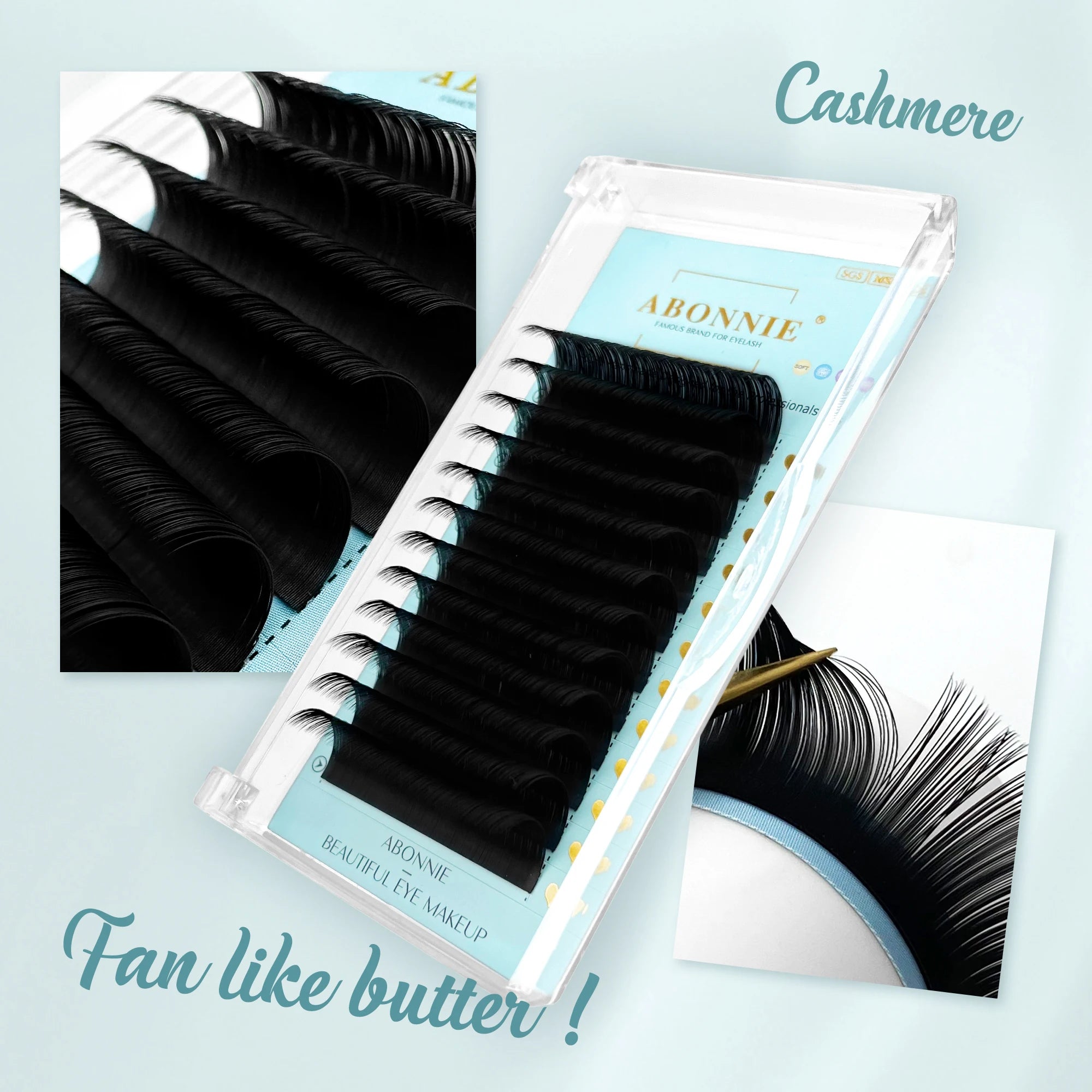 Abonnie Individual  Eyelash Extensions Trays Matte Black Cashmere Lash Extensions Supplies Wholesale Silk Velvet Lash Trays