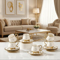 IANHU Luxury 120ml TOP Grade Bone China Espresso Tea Cup Saucer Gold Rim 12PCS Vintage Eco-Friendly Home Use Ramadan Gift Set