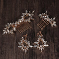 SLBRIDAL Handmade Crystal Rhinestones Flower Wedding Hair Comb Earring Set Bridal Hair Accessories Bridesmaids Women Jewelry