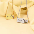 Personalized 18k Gold Plated Custom Stainless Steel Envelope Pendant LOGO Photo UV Printed Birthday Necklace Jewelry for Women