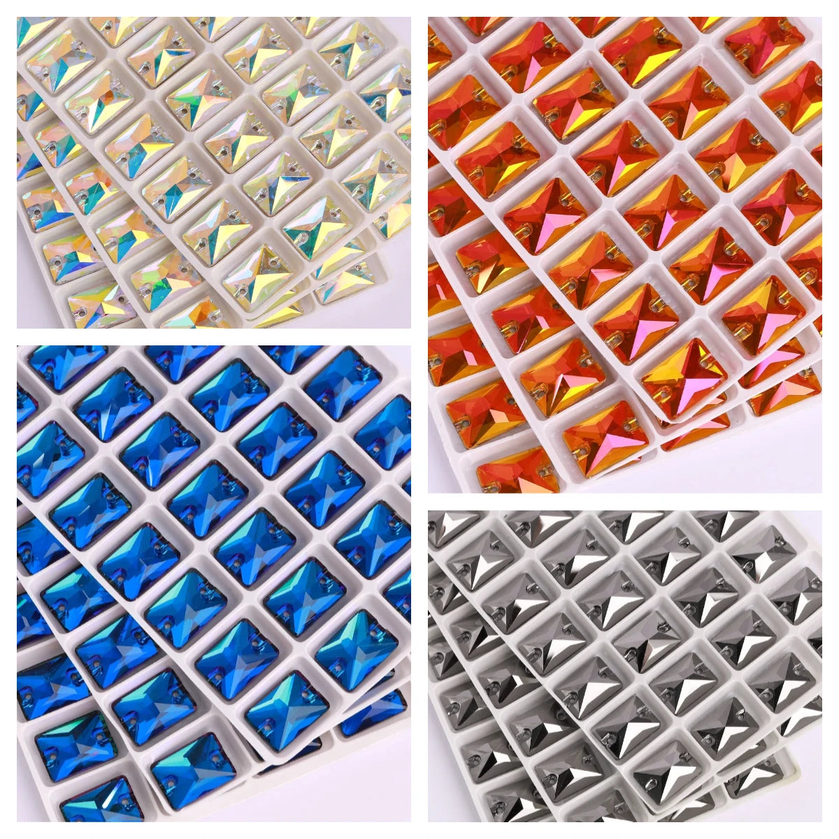 QIYI Factory Direct Selling Multi AB Clear Colors Fashion Luxury Rectangle Fancy Sew-on Stone for Decorate Garments Party Shoes