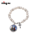Metal Sublimation Rosary Bracelet with Christian Cross Design-Catholic Religious Photo Option