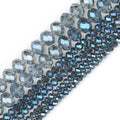 3/4/6/8MM Faceted Dark Blue Rondelle Glass Crystal Beads Loose Spacer Beads for Jewelry Making DIY Bracelet