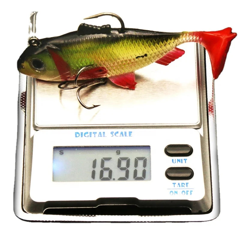 16g/8cm 1pcs Soft Lead Fish  T Shape Tail Fishing Bait Lures With 2 Hooks Fly Fishing Lure