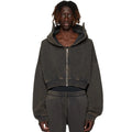 OEM Custom High Quality Dropped Shoulders Vintage Washed Organic Cotton Fleece Cropped Hoodie