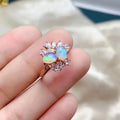 Newly Designed Italian 925 Silber Ring Classic Rose Gold Plated Natural Opal for Wedding and Engagement Oval Cut Diamond