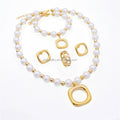 18K Gold Plated Women Thick Bead Gemstone Gold Plated Costume Custom Made Vendor Statement Jewelry Set