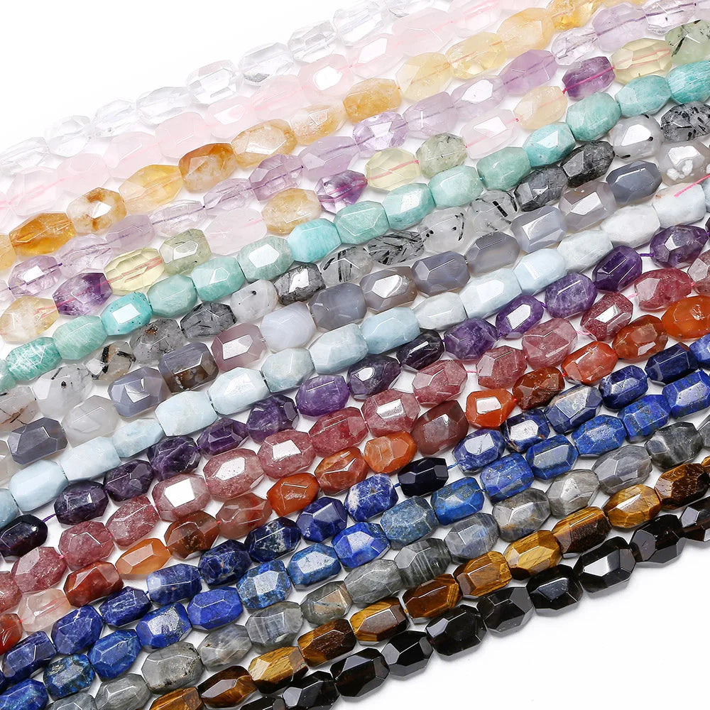 Wholesale Cylinder Faceted Genuine Stone Beads AAA Quality Healing Quartz Agate Crystal Gemstone Beads for DIY Jewelry Making