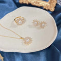 High Quality Freshwater Pearl Necklace Earring Set New Sunflower Three Piece Jewelry for Parties Engagements Wholesale Bread