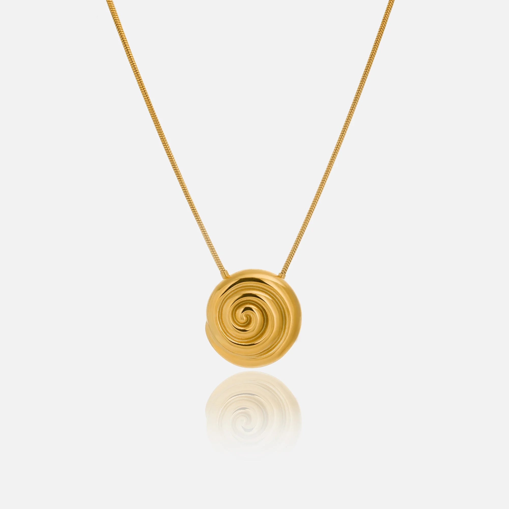 2024 Dazan New Winter HOT 18k Gold Plated Tarnish Free Stainless Steel Vintage Super Shine Bread Spiral Pendant Dainty Necklace