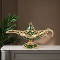 Home Decoration Religious Zinc Alloy Aladdin Magic Genie Lamp with Coil Incense for Living Room