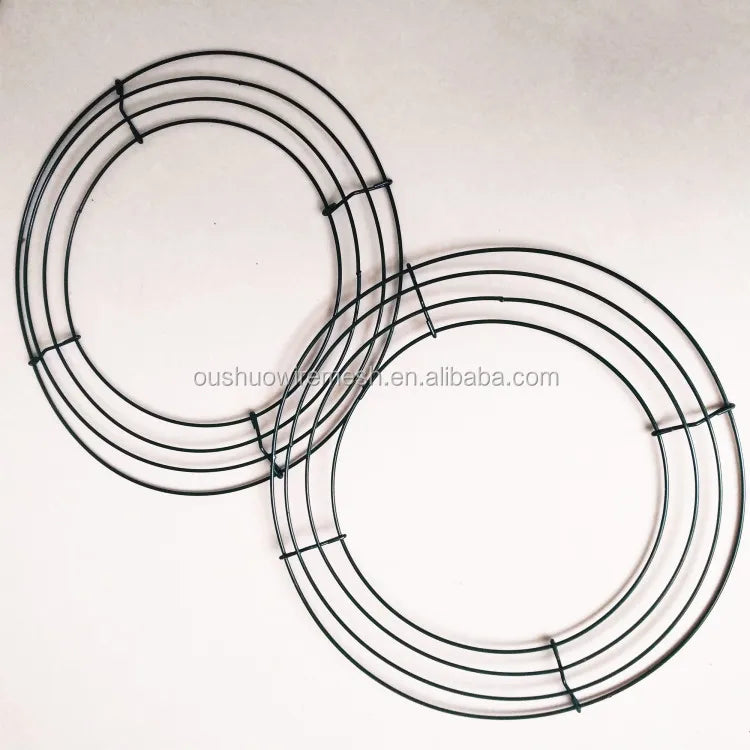8 Inch Handmade Dark Green Iron Wire Christmas Wreath Forms & Rings with Pine Cones for Indoor Hanging Decoration