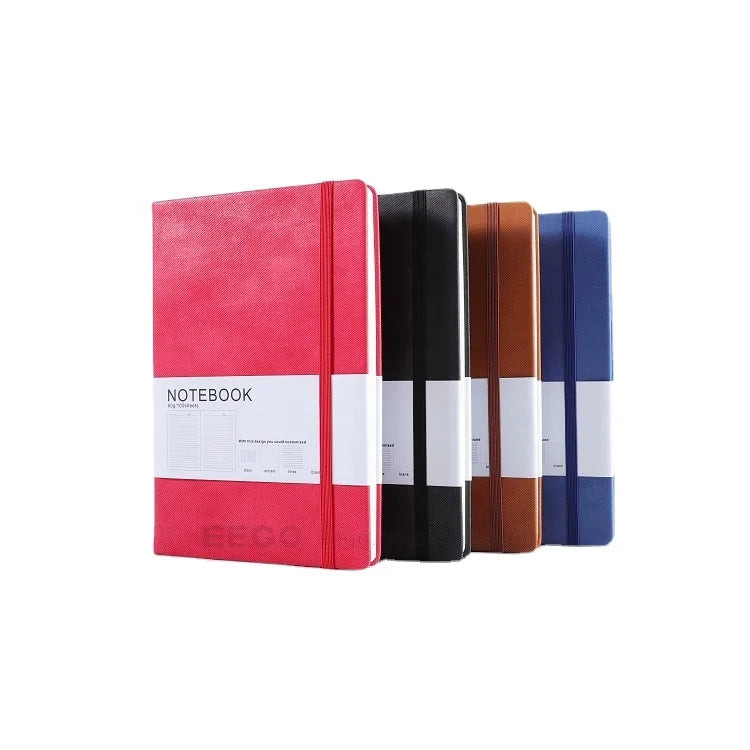 Promotional Business Custom Printed Brand Logo Diary A5 Hardcover Pu Leather Notebook with Elastic Strap